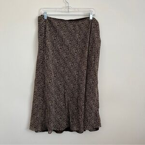 I.E Woman Leopard Print Midi Skirt Brown Y2K Slip Skirt-Women’s Size 1X